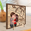 Couple Kissing Under Tree Personalized 2-Layer Wooden Plaque