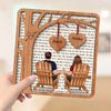 Couple Back View Sitting Under Tree Letters Background Personalized 2-Layer Wooden Plaque