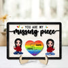 My Missing Piece LGBTQ+ Couple Sitting Valentine‘s Day Gift For Her Gift For Him Personalized 2-Layer Wooden Plaque