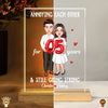 Couple Holding Balloons Anniversary Gift Personalized Rectangle Acrylic LED Night Light