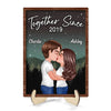 Couple Kissing Under Sky Night Personalized 2-layer Wooden plaque
