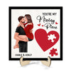Couple Kissing Passionate Missing Piece Red Heart Valentine‘s Day Gift For Her Gift For Him Personalized 2-Layer Wooden Plaque