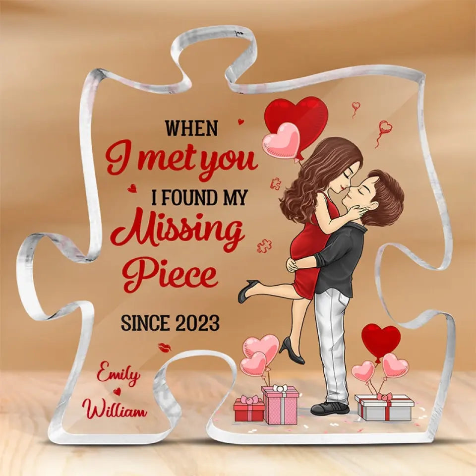 You Are The Missing Piece To My Heart - Couple Personalized Custom Puzzle Shaped Acrylic Plaque - Gift For Husband Wife, Anniversary
