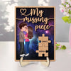 My Missing Piece Couple Kissing Galaxy Valentine‘s Day Gift For Him For Her Personalized 2-Layer Wooden Plaque