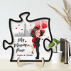The Missing Piece To My Heart Hugging Couple Personalized 2-Layer Wooden Plaque