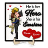 Her Hero His Sunshine Couple Valentine‘s Day Gifts by Occupation Gift For Her Gift For Him Firefighter, Nurse, Police Officer Personalized 2-Layer Wooden Plaque