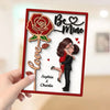 Be Mine Couple Hugging Kissing Rose Valentine‘s Day Gift For Him For Her Personalized 2-Layer Wooden Plaque
