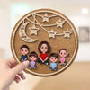 Grandma Grandkids Crossed Legs Moon And Stars Personalized 2-layer Wooden Plaque