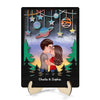 Couple Kissing Galaxy Theme Valentine&#39;s Day Gift For Him Gift For Her Personalized 2-layer Wooden Plaque