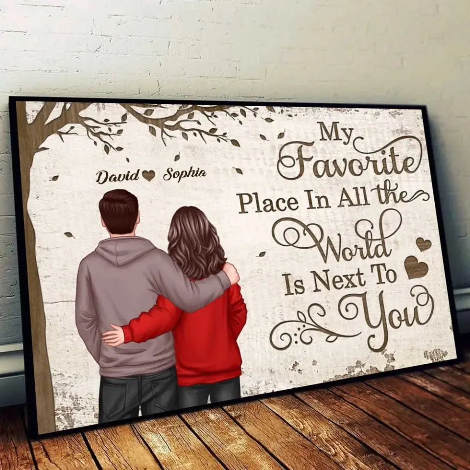 Favorite Place In The World Couple Back View Personalized Poster, Valentine‘s Day Gift For Him, For Her
