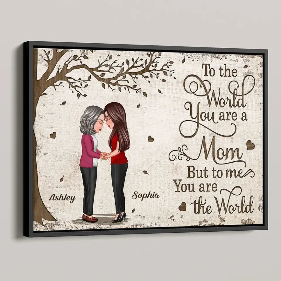 Mother Daughter Holding Hands Under Tree Personalized Poster, Mother's Day Gift For Mom