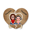 Grandma Grandkids Sitting Puzzle Heart Mother‘s Day Gift Personalized 2-Layer Wooden Plaque