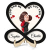 Couple Hugging Kissing Heart Infinity Personalized 2-layer Wooden Plaque
