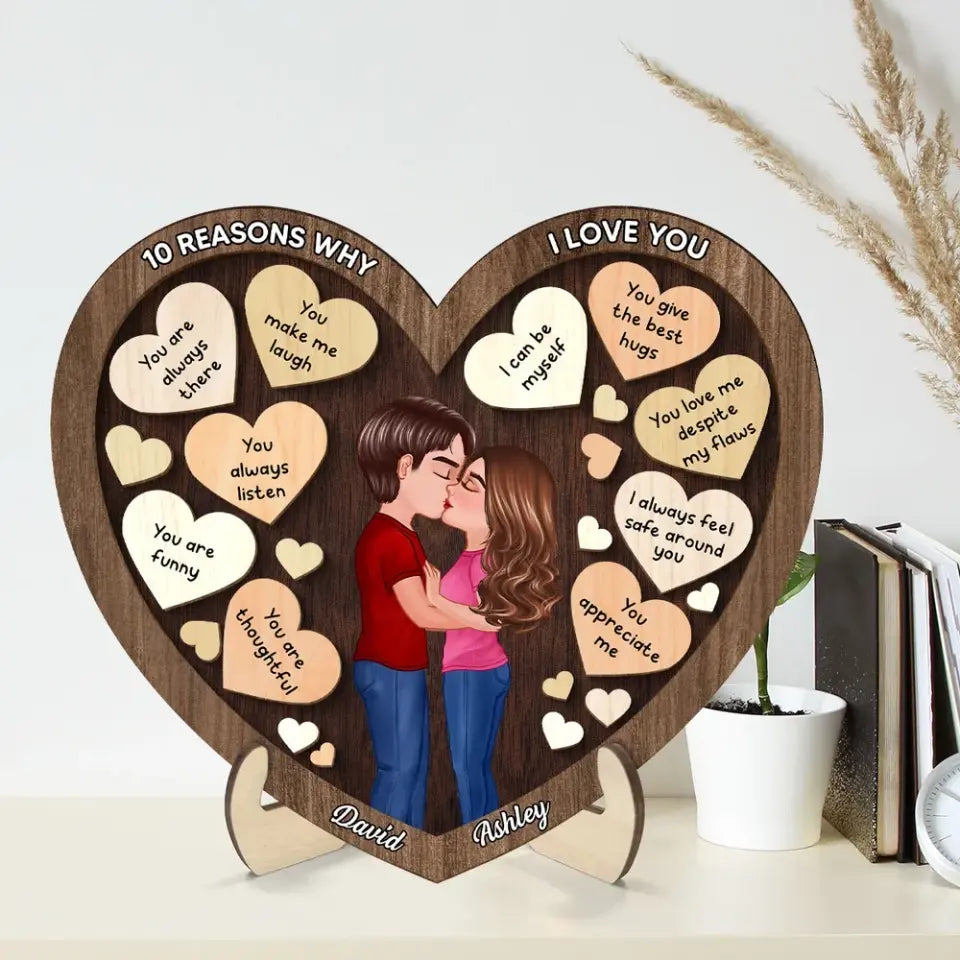 Doll Couple Kissing In Heart Reasons Why I Love You, Valentine's Day Gift For Him, For Her