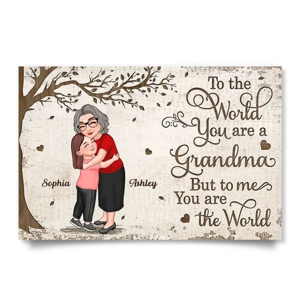 Grandma Mom Hugging Kid Under Tree Personalized Poster, Mother's Day Gift For Mom, For Grandma