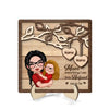 Mom Grandma Holding Kid Under Tree Personalized 2-layer Wooden Plaque