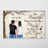 Back View Couple Heart Hands Favorite Place Personalized Horizontal Poster, Valentine‘s Day Gift For Him, For Her