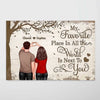 Back View Couple Heart Hands Favorite Place Personalized Horizontal Poster, Valentine‘s Day Gift For Him, For Her