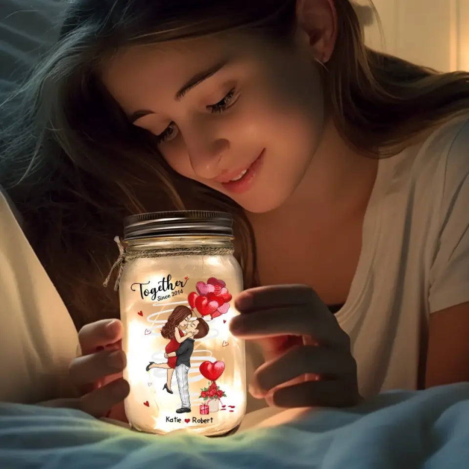 The Sunshine Of My Life - Couple Personalized Custom Mason Jar Light - Gift For Husband Wife, Anniversary
