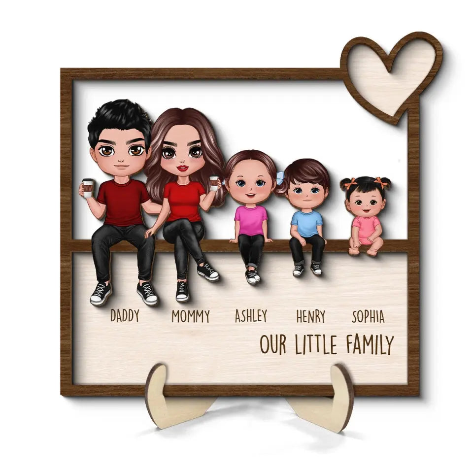 Family Sitting Together Home Decor Personalized 2-Layer Wooden Plaque