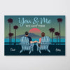 Back View Couple Sitting Beach Landscape Retro Personalized Horizontal Poster