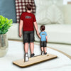 Dad &amp; Kids Walking Back View Gift For Dad Personalized Standing Wooden Plaque