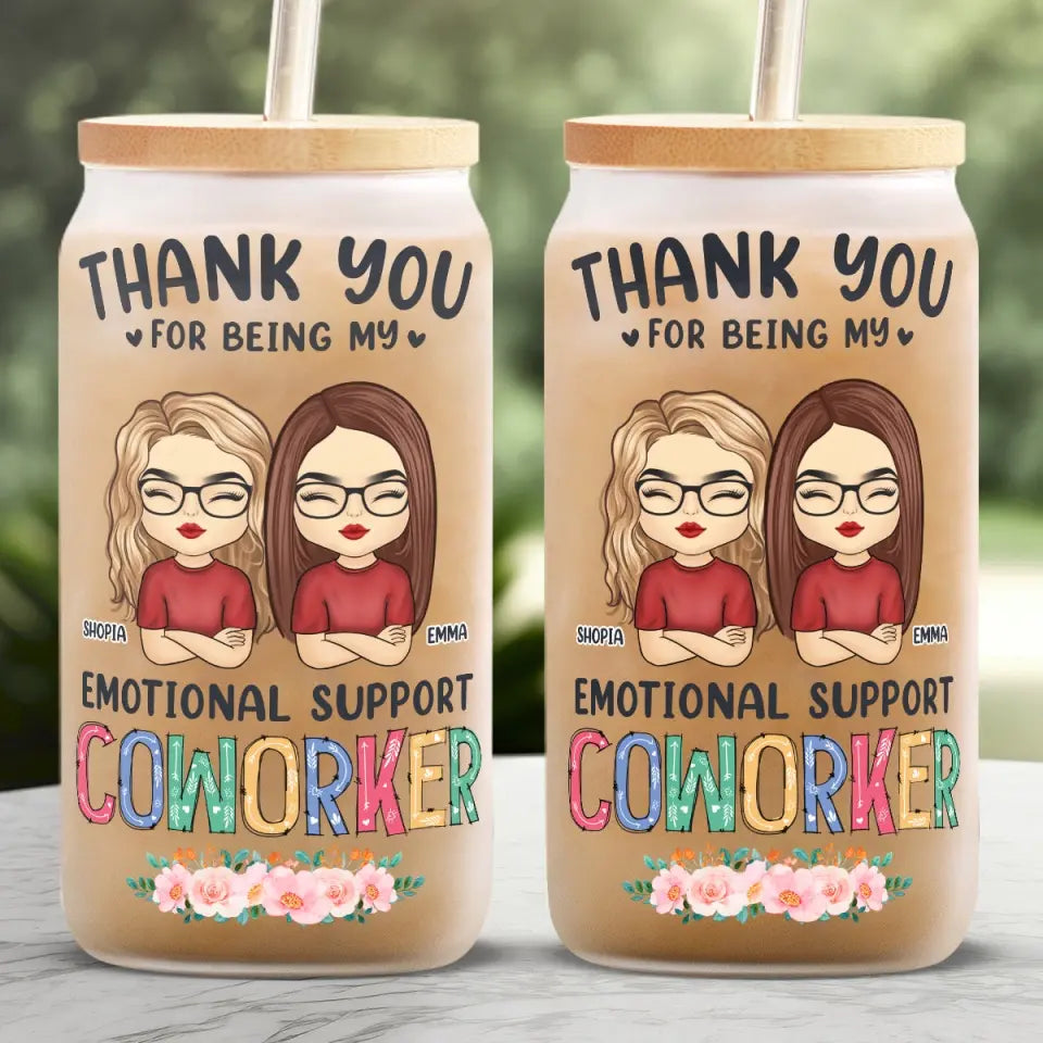 Thanks For Being My Unpaid Therapist - Bestie Personalized Custom Glass Cup, Iced Coffee Cup - Gift For Best Friends, BFF, Sisters, Coworkers