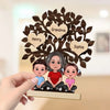 Grandma &amp; Grandkids Sitting Under Family Tree Love Personalized 2-Layer Standing Wooden Plaque