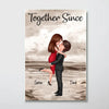 Retro Vintage Couple Hugging Kissing Beach Landscape Personalized Vertical Poster