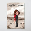 Retro Vintage Couple Hugging Kissing Beach Landscape Personalized Vertical Poster