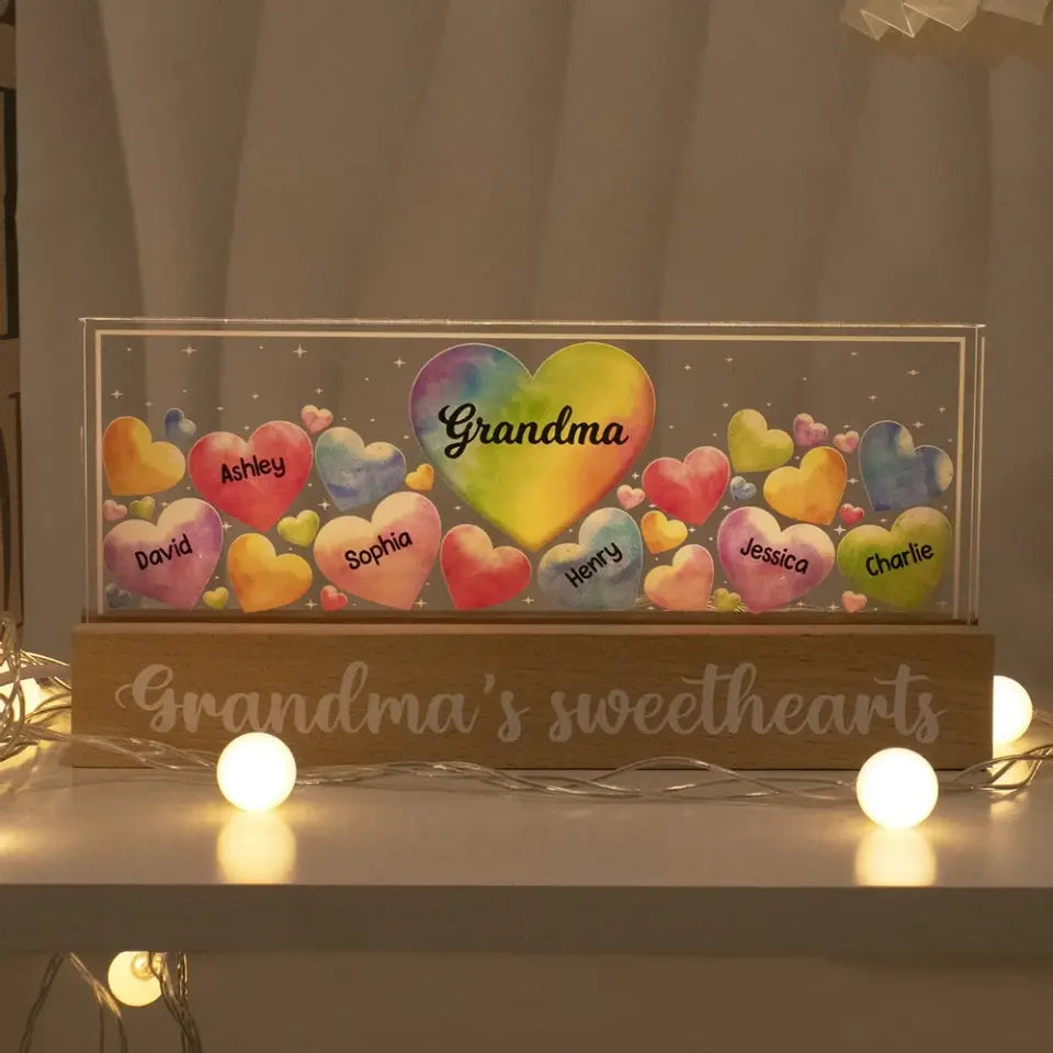 Grandma‘s Mom Sweethearts Personalized Acrylic Block LED Night Light