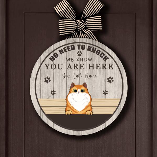 No Need To Knock - Personalized  Funny Cat Door Sign(UP TO 6 CATS)