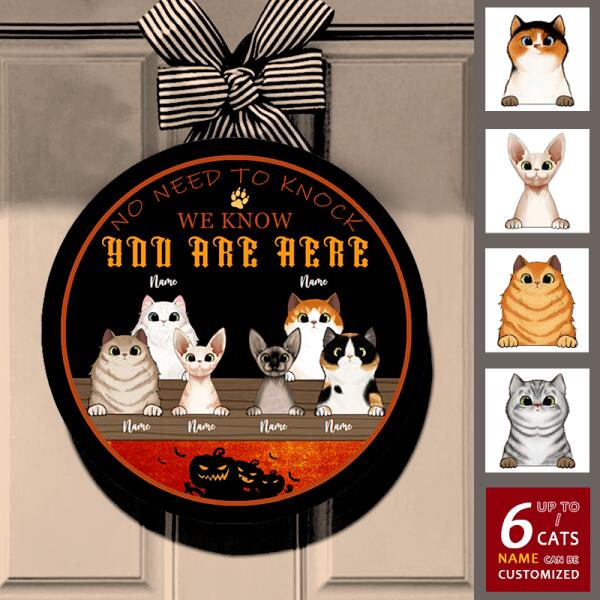 Welcome To Our Home - Personalized Halloween Cat Door Sign