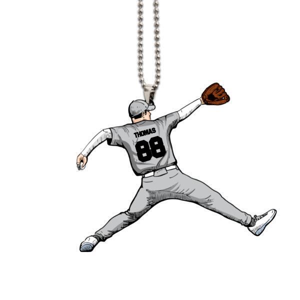 Personalized Baseball Player Throwing The Ball Shape Ornament