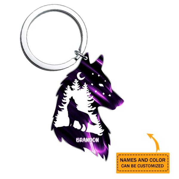 Personalized Wolf In Forest Acrylic Keychain