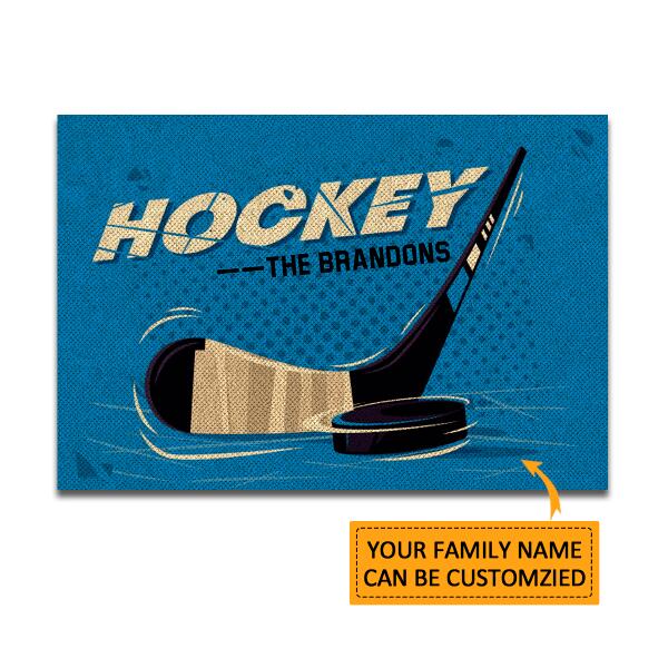 Personalized Ice Hockey Custom Family Name Door Mat