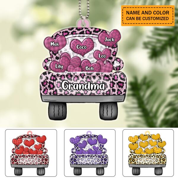 Personalized Nickname Grandma Truck Loading Heart Acrylic Ornament