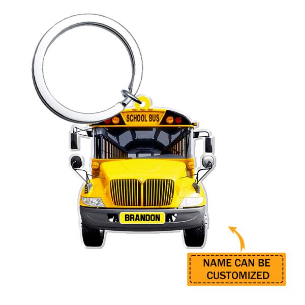 Personalized School Bus Transprent Acrylic Keychain
