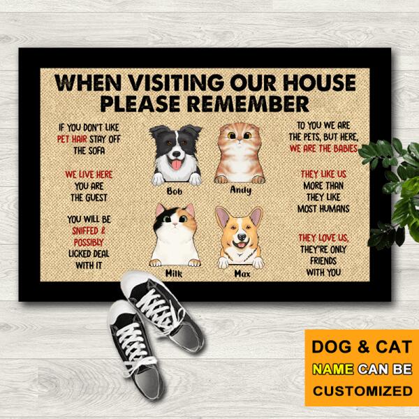 When Visiting Our House - Dogs and Cats Personalized Decorative Doormat