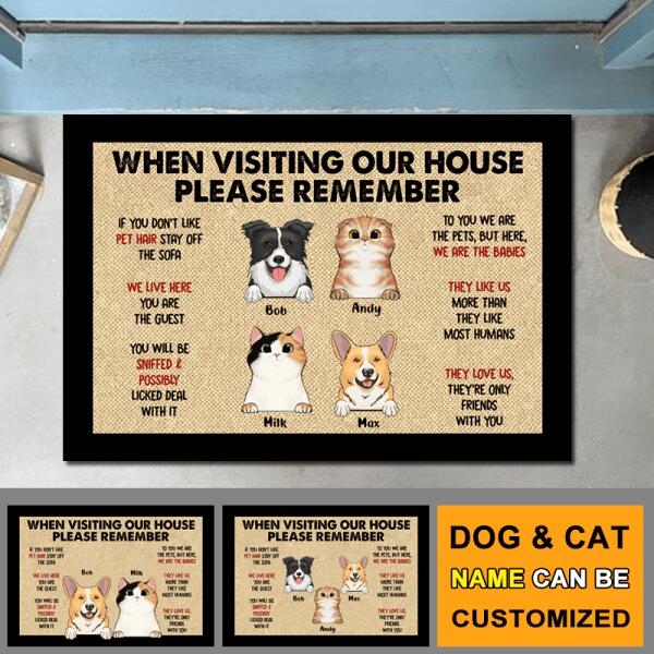 When Visiting Our House - Dogs and Cats Personalized Decorative Doormat