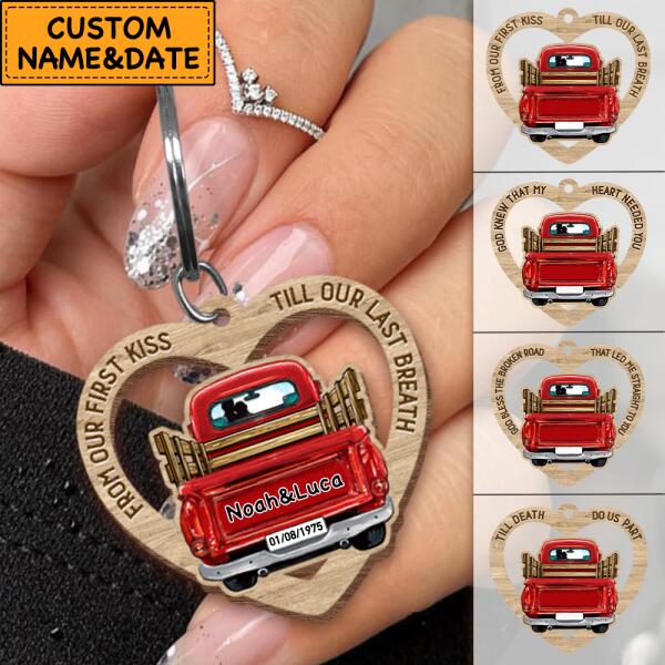 Personalized Valentine's Day Keychain Custom Name & Date