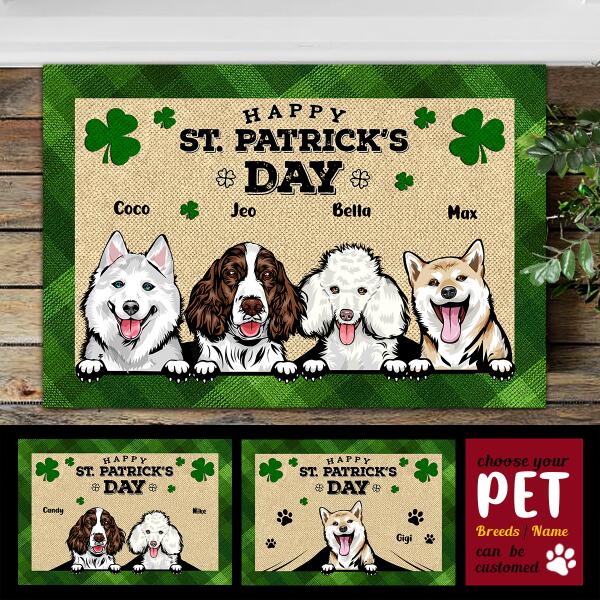 Happy St. Patrick's Day - Personalized Custom Dog Breed & Name Door Mat