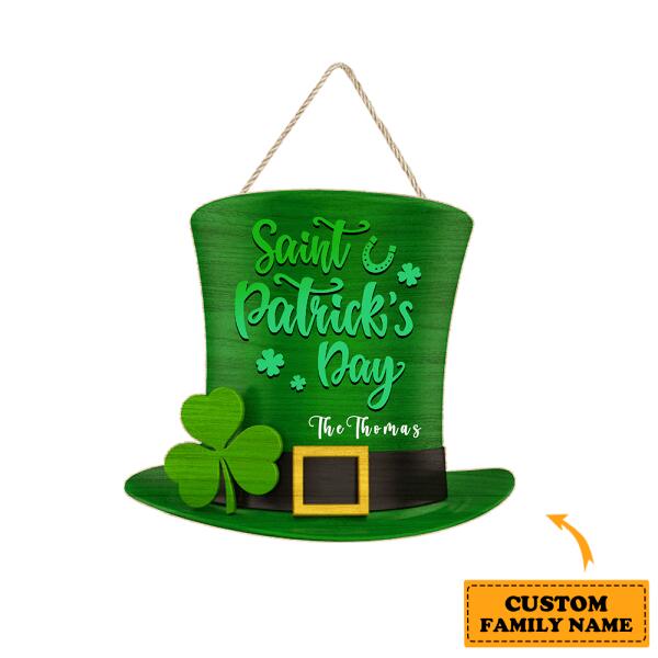 St. Patrick's Day - Personalized Funny Hat Shaped Door Sign