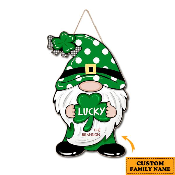 St. Patrick's Day - Personalized Funny Gnome Door Sign