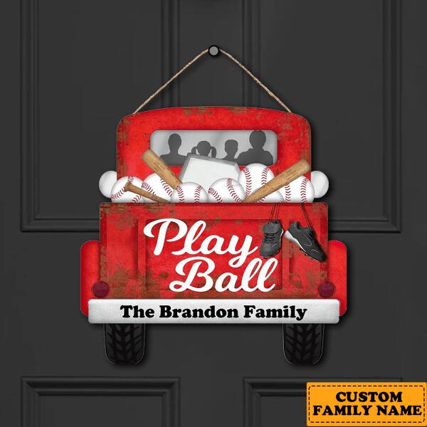 Personalized Baseball Custom Family Name Wooden Door Sign