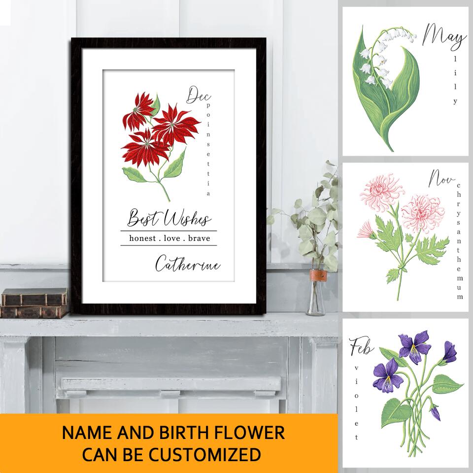 Personalized Birth Month Flower Wooden Sign