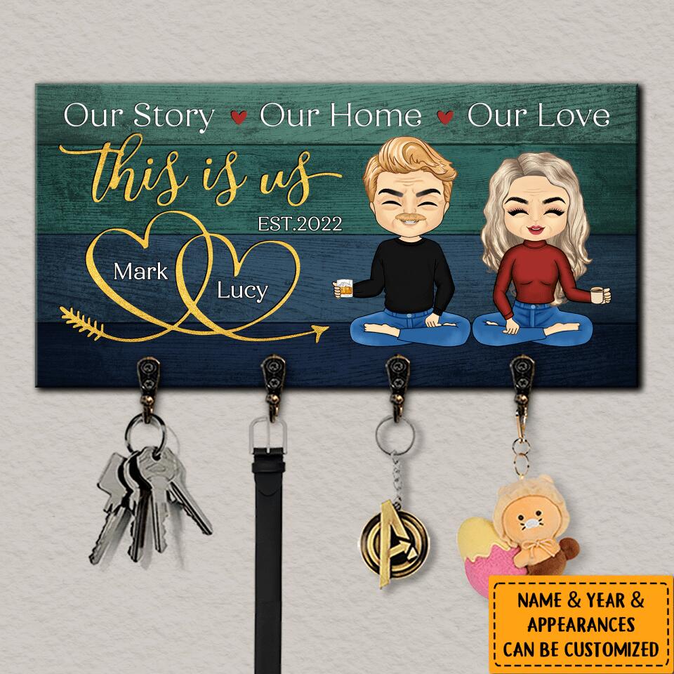 This Is Us - Personalized Gift For Couples Wooden Key Hanger