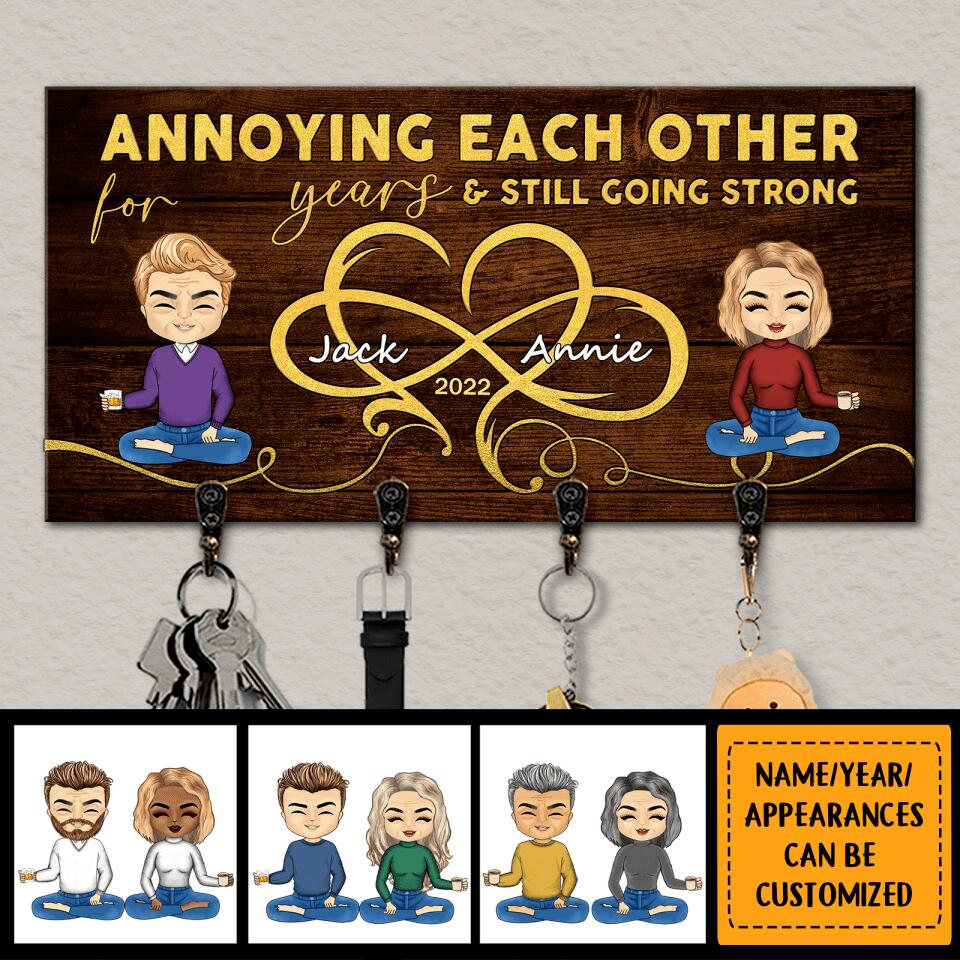 Annoying Each Other For Many Years - Personalized Couples Wooden Key Hanger
