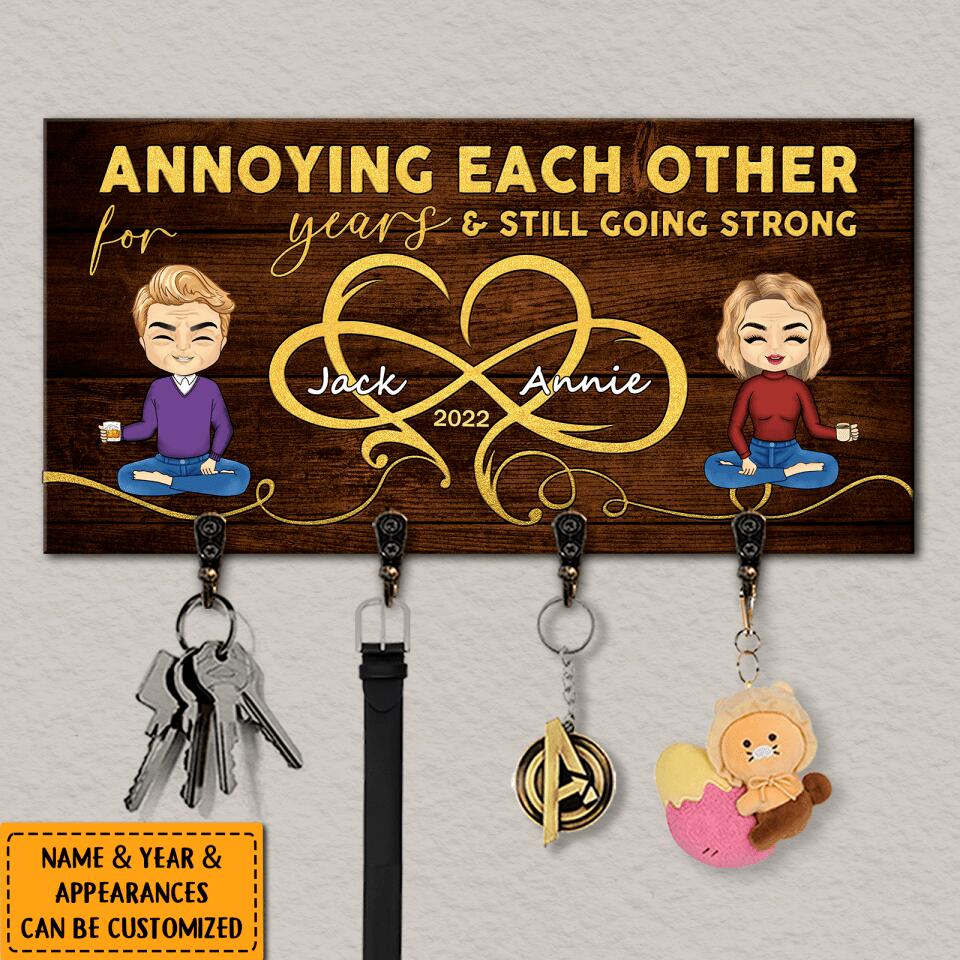 Annoying Each Other For Many Years - Personalized Couples Wooden Key Hanger