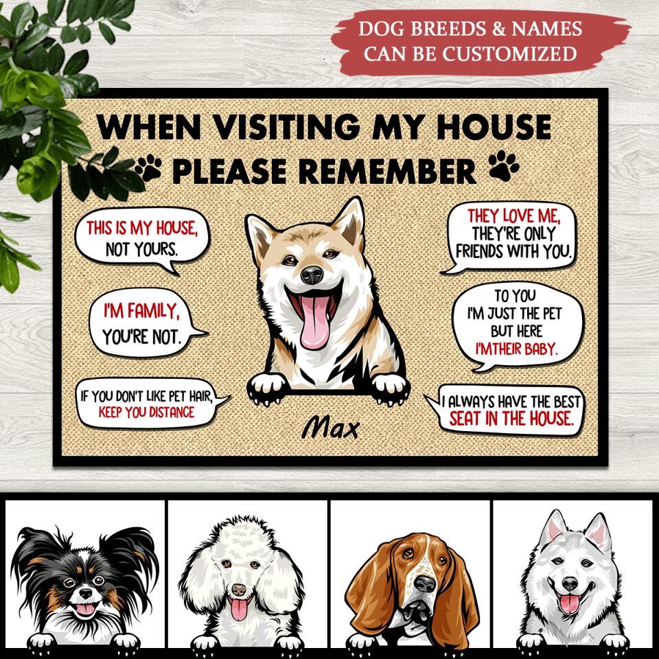 When Visiting Our House,Please Remember - Personalized Custom Gift For Dogs Lovers Decorative Door Mat
